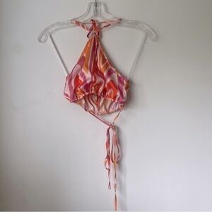 Princess Polly Aurora Orange Pink Retro Swirl Coord 2 Piece Top + Skirt Set 0